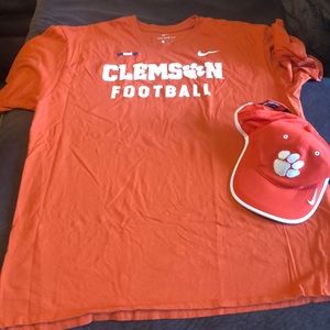 Clemson shirt and cap